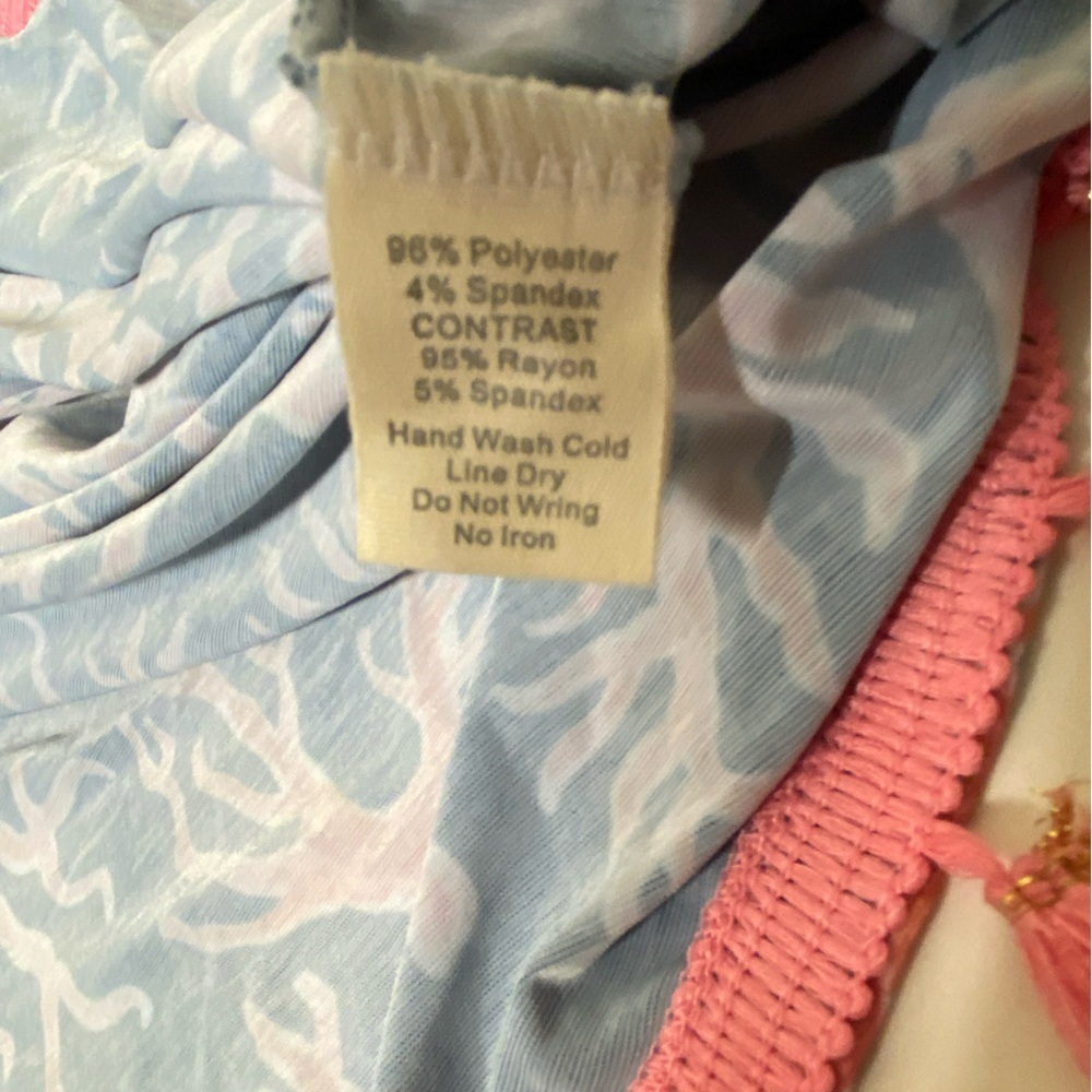 Simply Southern Navy and Pink Coral Print Dress with Tassel Detail M - Picture 6 of 6